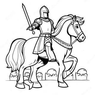 Brave Knight On Horse Coloring Page 1242-992