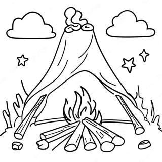 Cozy Campfire Under The Stars Coloring Page 12432-10237