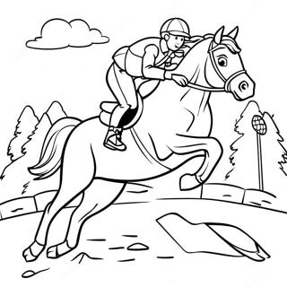 Cross Country Jumping Horse Coloring Page 12491-10283