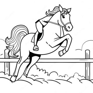 Majestic Horse Jumping Over A Fence Coloring Page 12492-10286