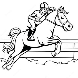 Majestic Horse Jumping Over A Fence Coloring Page 12492-10287