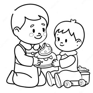 Polite Child Sharing Toys Coloring Page 12502-10294