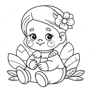 Cute Baby Doll With Flowers Coloring Page 12532-10320