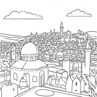 Jerusalem Skyline Coloring Page 12572-10345