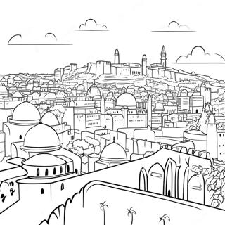 Jerusalem Skyline Coloring Page 12572-10346