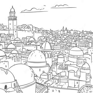 Jerusalem Skyline Coloring Page 12572-10348