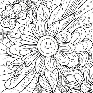 Groovy 70s Flower Power Coloring Page 12622-10387