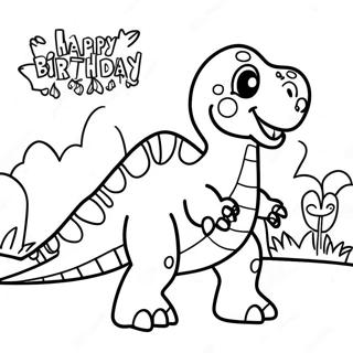 Happy Birthday Dinosaur Coloring Page 12681-10434