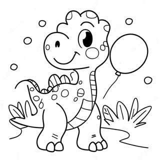 Cute Birthday Dinosaur With Balloons Coloring Page 12682-10437