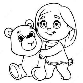 Masha With Her Playful Bear Coloring Page 12712-10459