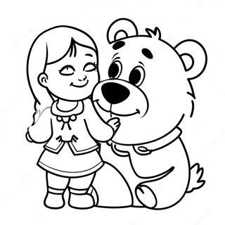 Masha With Her Playful Bear Coloring Page 12712-10460