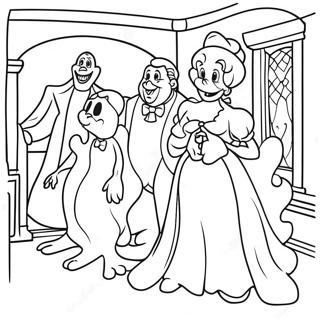 Ghostly Disney Characters In The Haunted Mansion Coloring Page 12722-10470