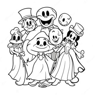 Ghostly Disney Characters In The Haunted Mansion Coloring Page 12722-10471