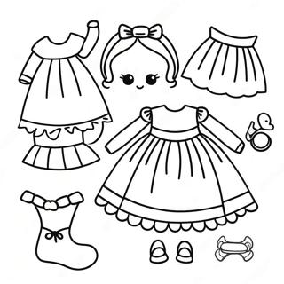 Cute Paper Doll With Dress Coloring Page 12762-10501