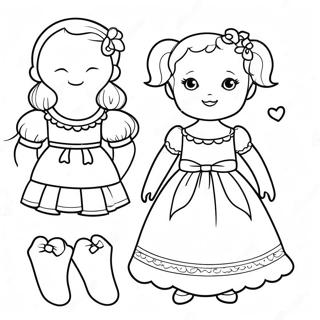 Cute Paper Doll With Dress Coloring Page 12762-10502