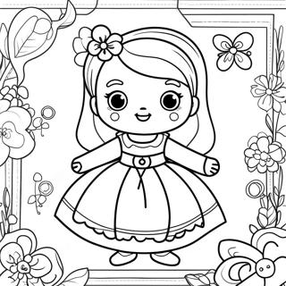 Cute Paper Doll With Dress Coloring Page 12762-10503