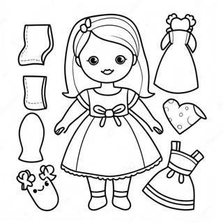 Cute Paper Doll With Dress Coloring Page 12762-10504