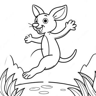 Playful Kangaroo Jumping Coloring Page 12772-10506