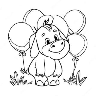 Eeyore With Colorful Balloons Coloring Page 1282-1138