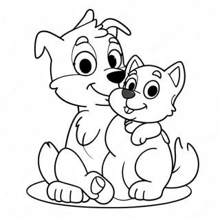 Bluey Mum With Playful Puppy Coloring Page 12942-10646