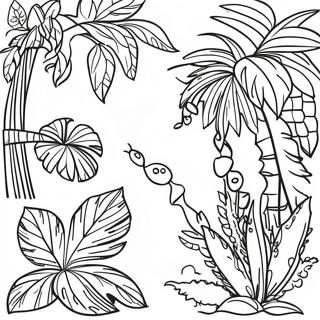 Detailed Tropical Plants Coloring Page 12982-10674