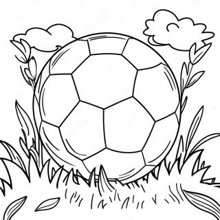 Colorful Soccer Ball On Grass Coloring Page 13032-10720