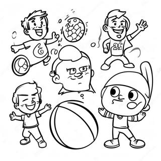 Brozone Characters Playing Sports Coloring Page 13052-10737