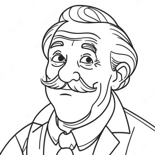 Funny Grandpa With A Mustache Coloring Page 13112-10793