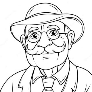 Funny Grandpa With A Mustache Coloring Page 13112-10794