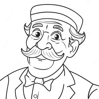 Funny Grandpa With A Mustache Coloring Page 13112-10795