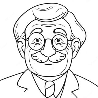 Funny Grandpa With A Mustache Coloring Page 13112-10796