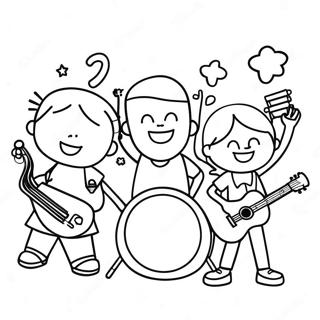 Cheerful Kindergarten Band Coloring Page 13162-10821