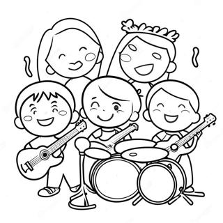 Cheerful Kindergarten Band Coloring Page 13162-10822