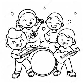 Cheerful Kindergarten Band Coloring Page 13162-10823