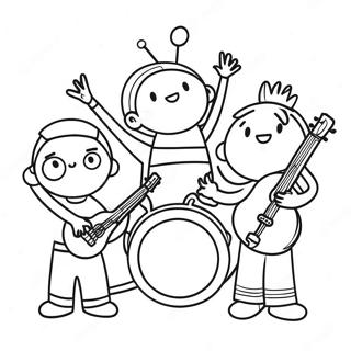 Cheerful Kindergarten Band Coloring Page 13162-10824