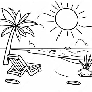 Sunny Day Beach Scene Coloring Page 13261-10895