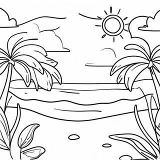 Sunny Day Beach Scene Coloring Page 13261-10896