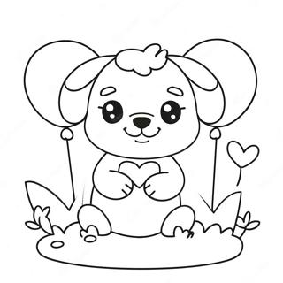 Cute Puppy With Heart Balloons Coloring Page 13302-10927