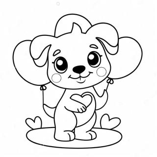 Cute Puppy With Heart Balloons Coloring Page 13302-10928