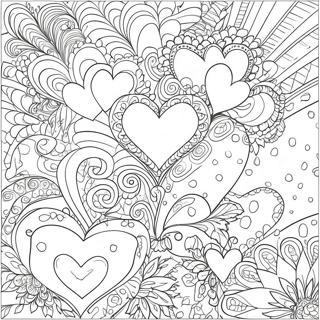 Colorful Hearts With Patterns Coloring Page 13382-10999