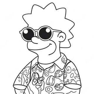 Psychedelic Bart Simpson With Sunglasses Coloring Page 13392-11005