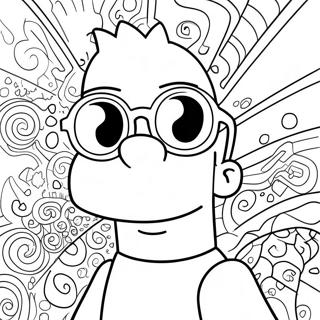 Psychedelic Bart Simpson With Sunglasses Coloring Page 13392-11007