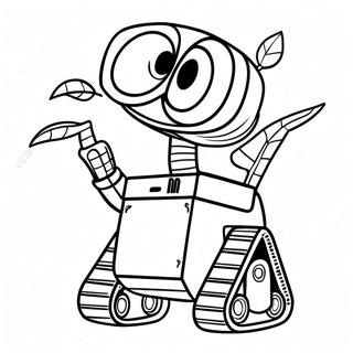 Cute Wall E With Plant Coloring Page 13402-11010