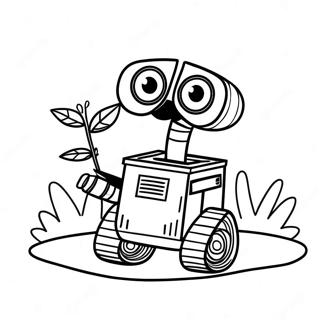 Cute Wall E With Plant Coloring Page 13402-11012