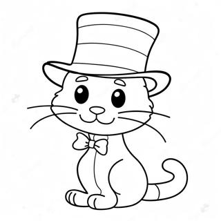 Whimsical Cat In The Hat Coloring Page 13412-11017