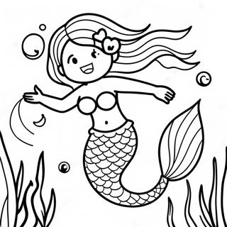 Enchanting Underwater Mermaid Scene Coloring Page 13452-11046