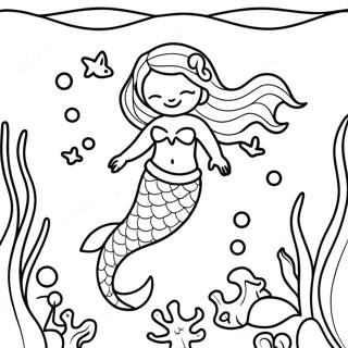 Enchanting Underwater Mermaid Scene Coloring Page 13452-11047