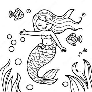 Enchanting Underwater Mermaid Scene Coloring Page 13452-11048