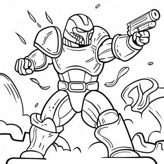 Doom Slayer Battling Demons Coloring Page 13502-11085