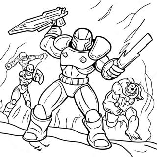 Doom Slayer Battling Demons Coloring Page 13502-11086